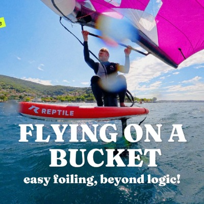 Flying on a bucket? Yes, we really did it.